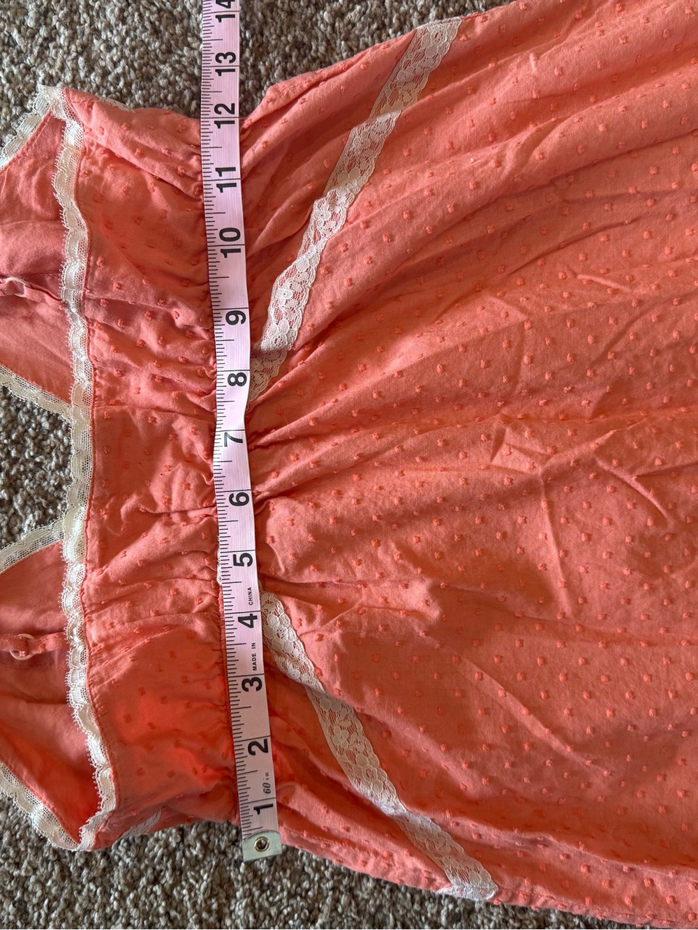 Anthropologie Feather Bone Coral Swiss Dot Lace Bow Cami Dress. XS - Picture 9 of 9